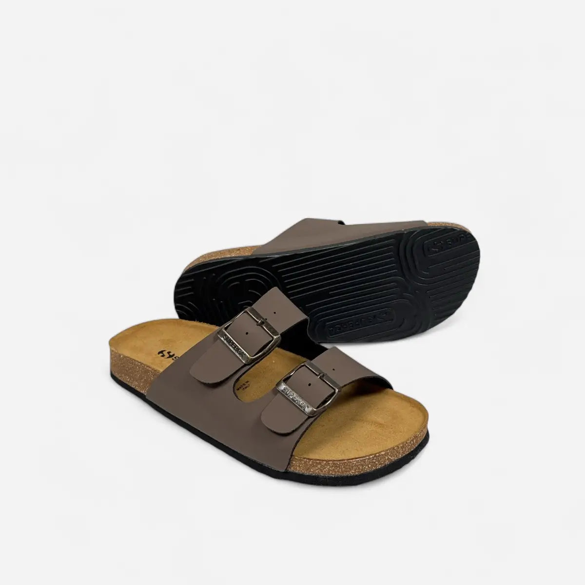 Superga Sandalo uomo doppia fibbia Nabuk Cuoio