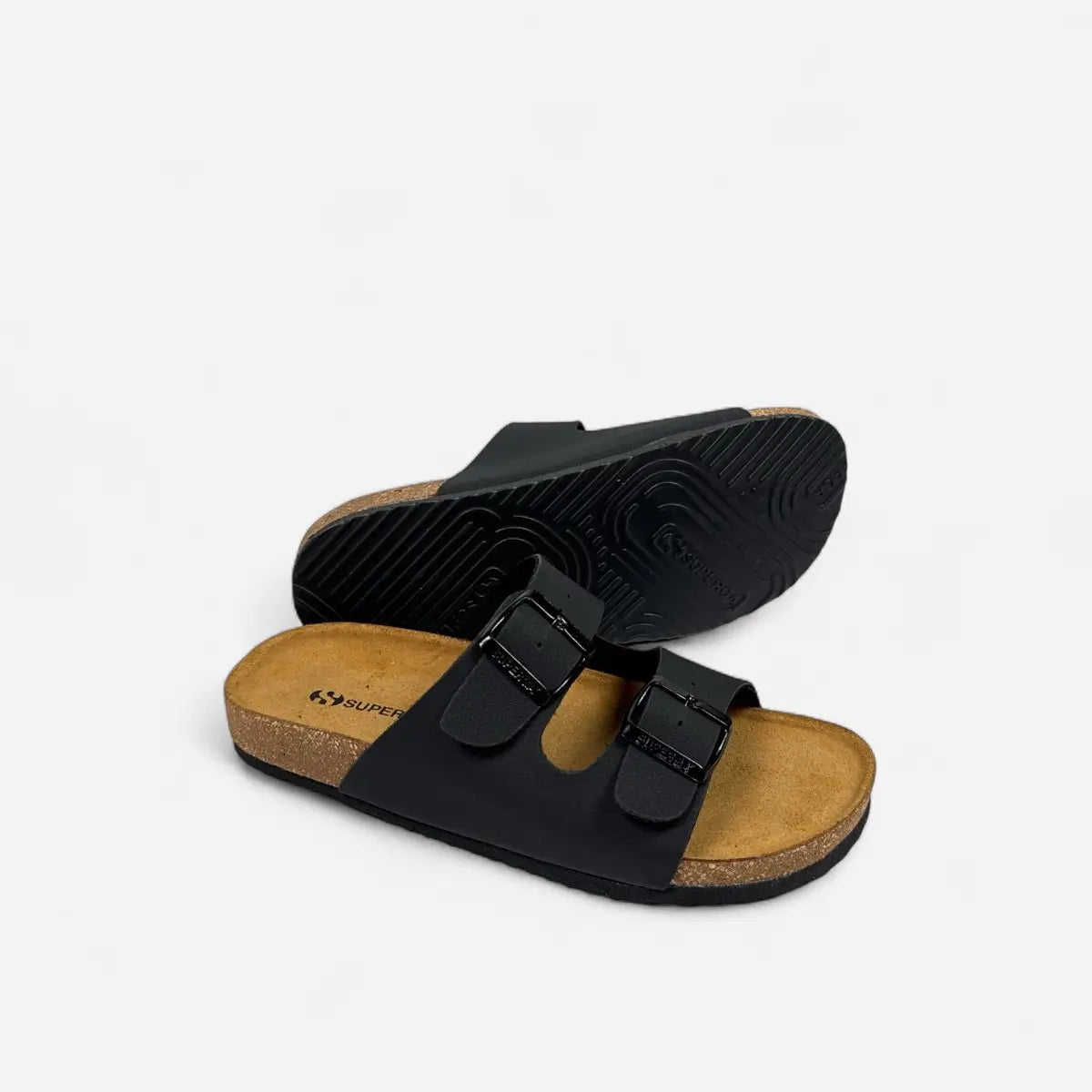 Superga Sandalo uomo doppia fibbia Nabuk Nero