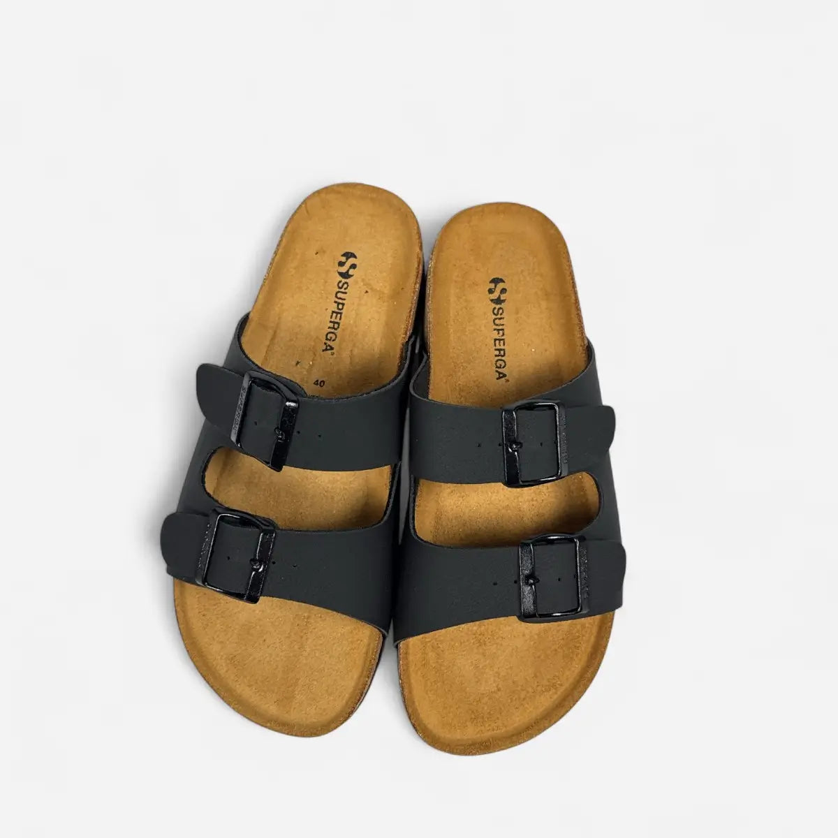 Superga Sandalo uomo doppia fibbia Nabuk Nero