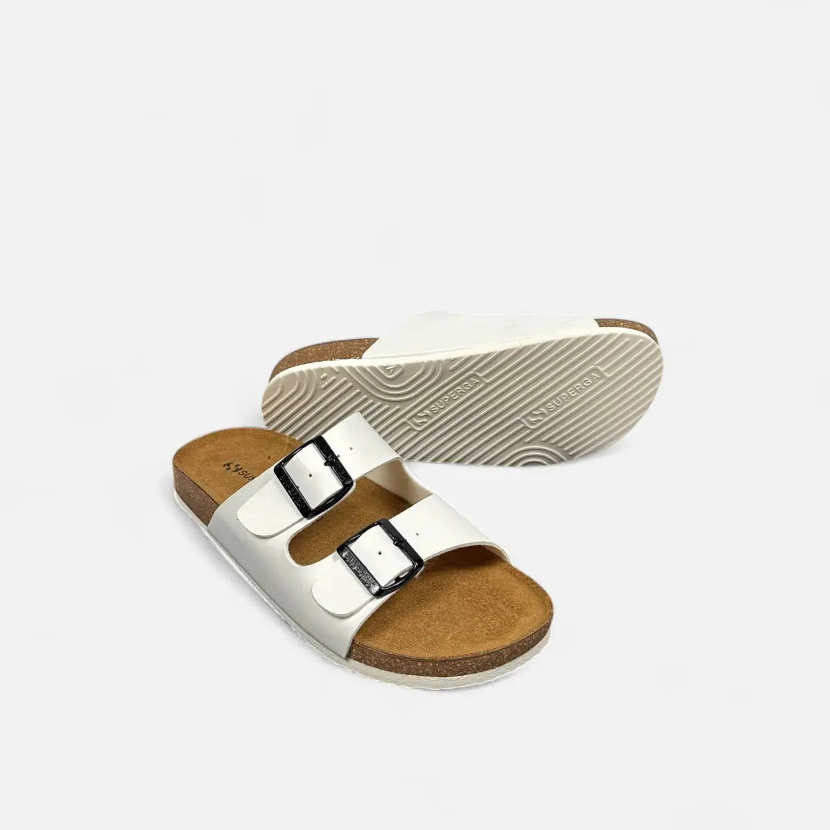 Superga Sandalo uomo doppia fibbia Pelle Bianco