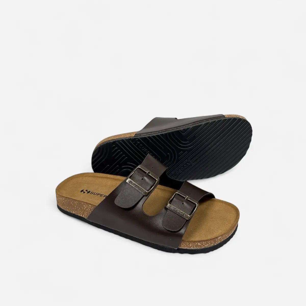 Superga Sandalo uomo doppia fibbia Pelle Marrone