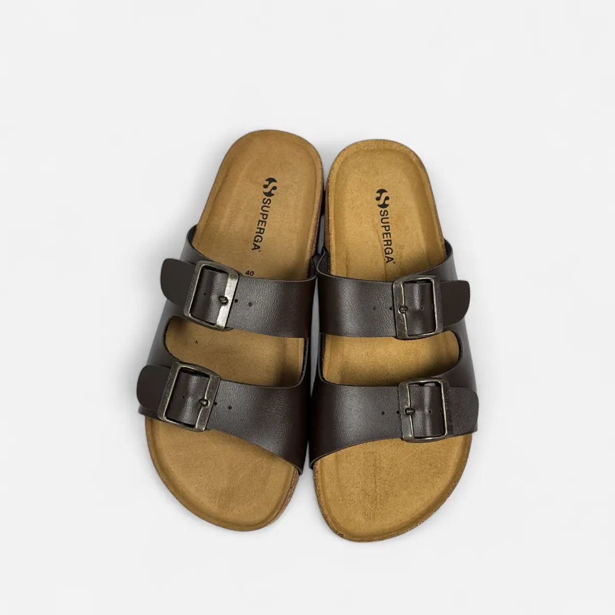 Superga Sandalo uomo doppia fibbia Pelle Marrone