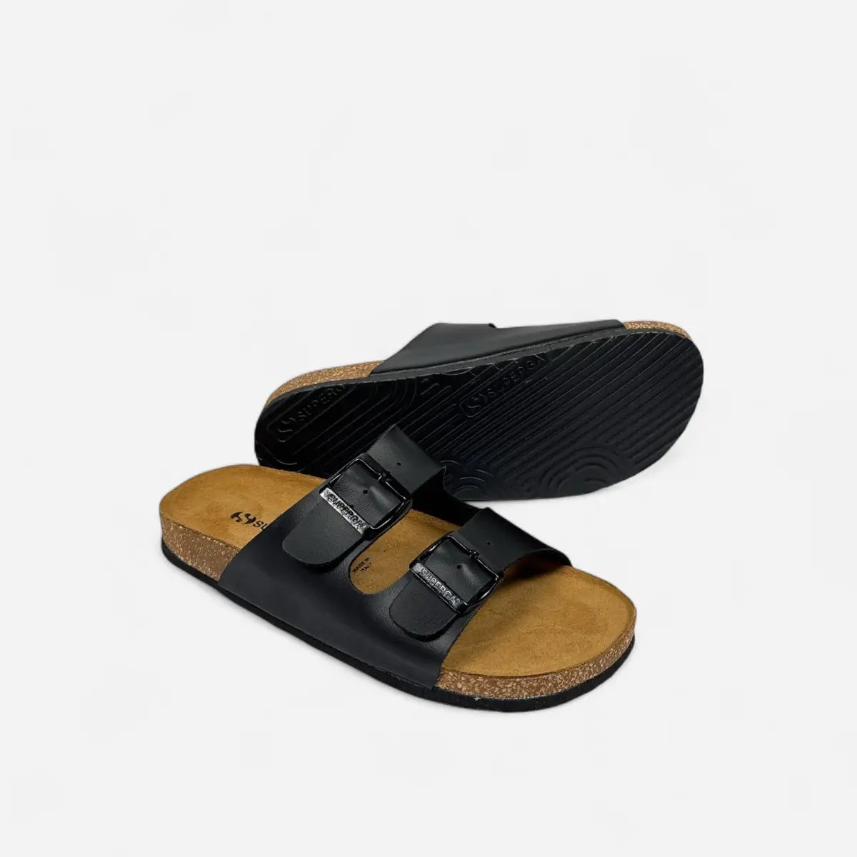 Superga Sandalo uomo doppia fibbia Pelle Nero