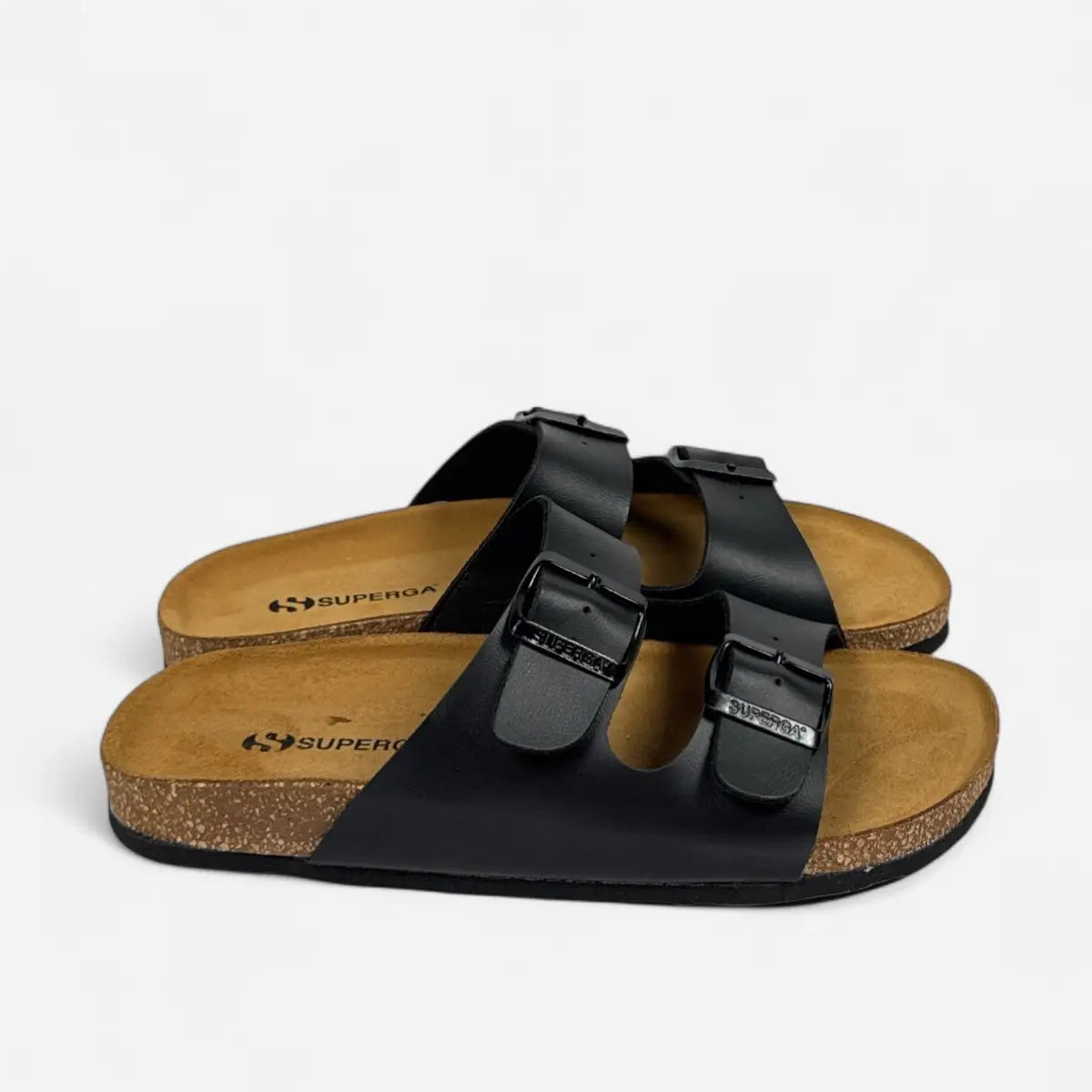 Superga Sandalo uomo doppia fibbia Pelle Nero