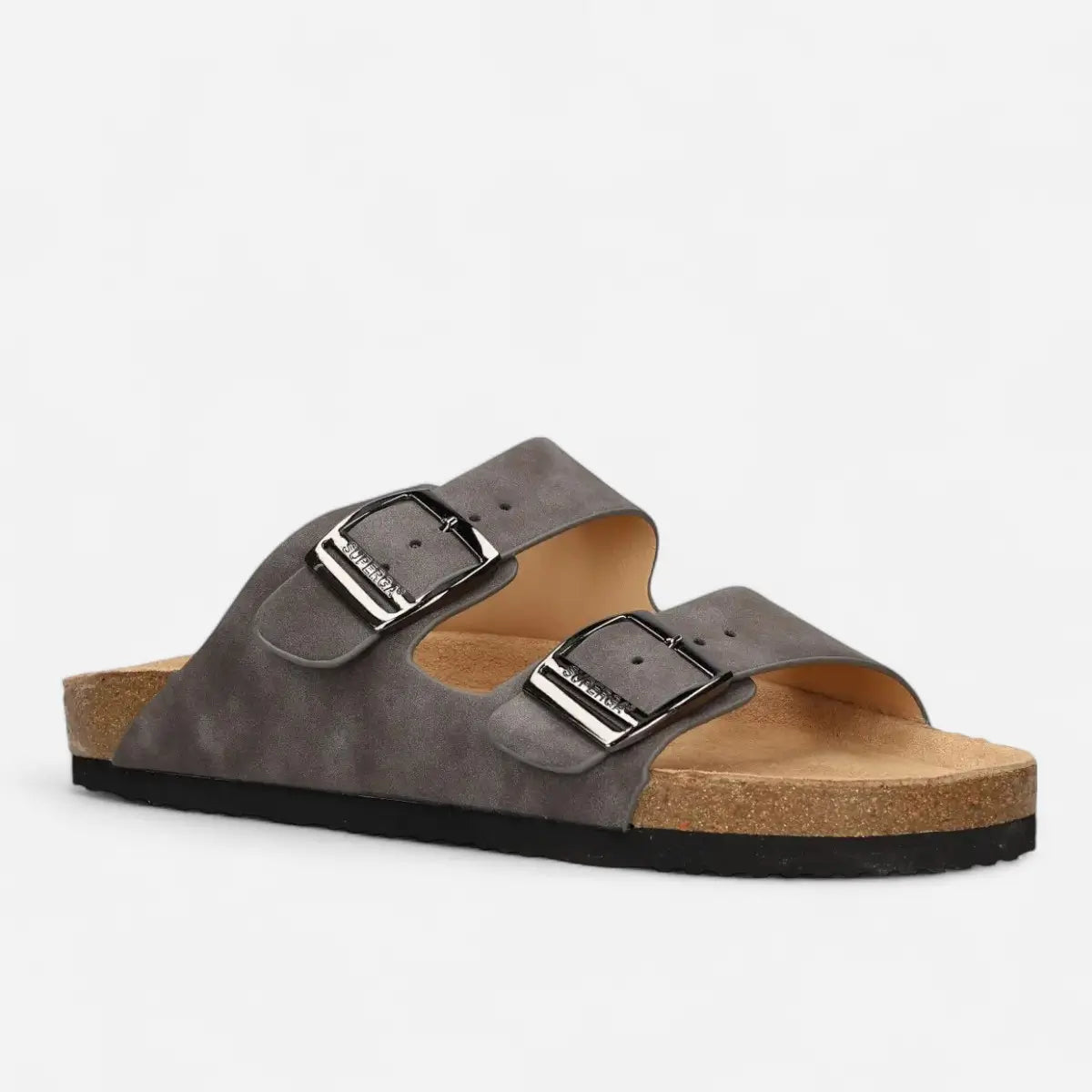 Superga Sandalo uomo doppia fibbia Nabuk Premium plantare morbido Grigio