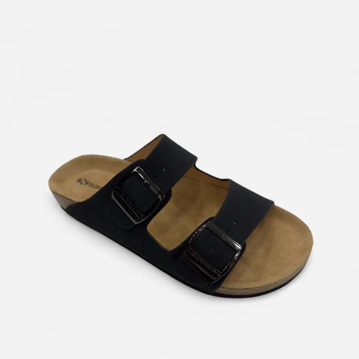 Superga Sandalo uomo doppia fibbia Nabuk Premium plantare morbido Nero
