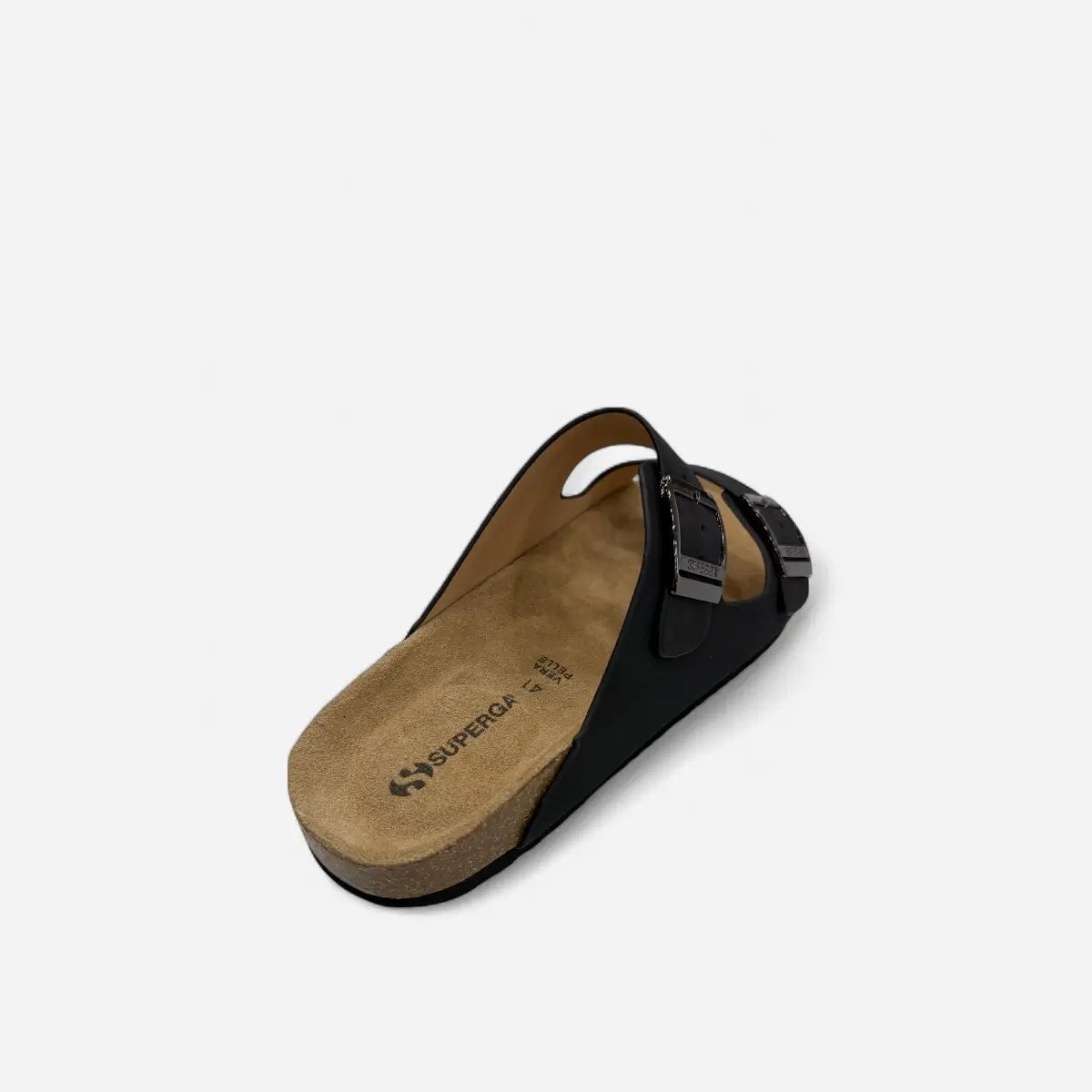 Superga Sandalo uomo doppia fibbia Nabuk Premium plantare morbido Nero