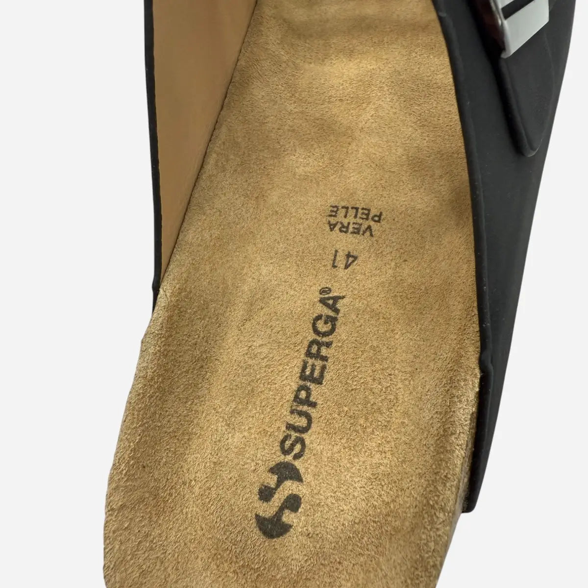 Superga Sandalo uomo doppia fibbia Nabuk Premium plantare morbido Nero