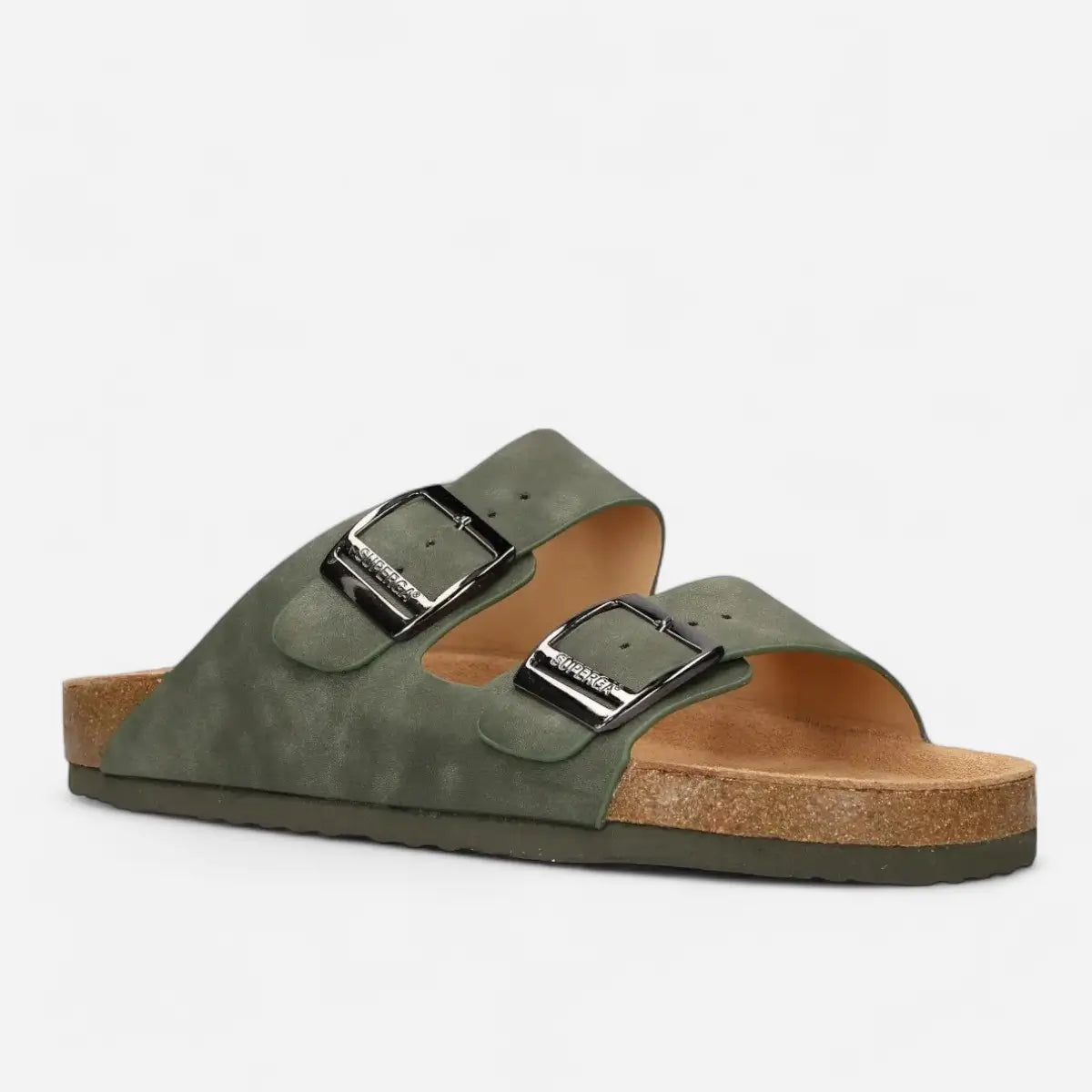 Superga Sandalo uomo doppia fibbia Nabuk Premium plantare morbido Verde