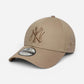 New Era Cappellino 9FORTY Regolabile New York Yankees MLB Dark Beige