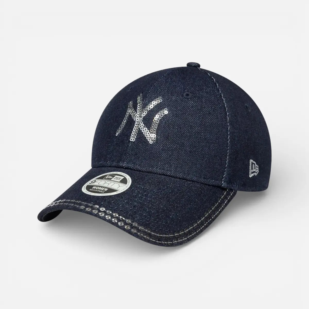 New Era Cappellino donna 9FORTY Regolabile New York Yankees MLB Paillettes Blu