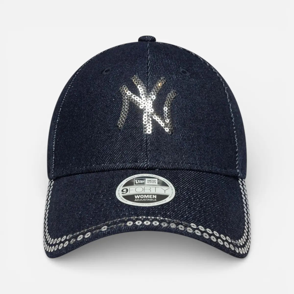 New Era Cappellino donna 9FORTY Regolabile New York Yankees MLB Paillettes Blu