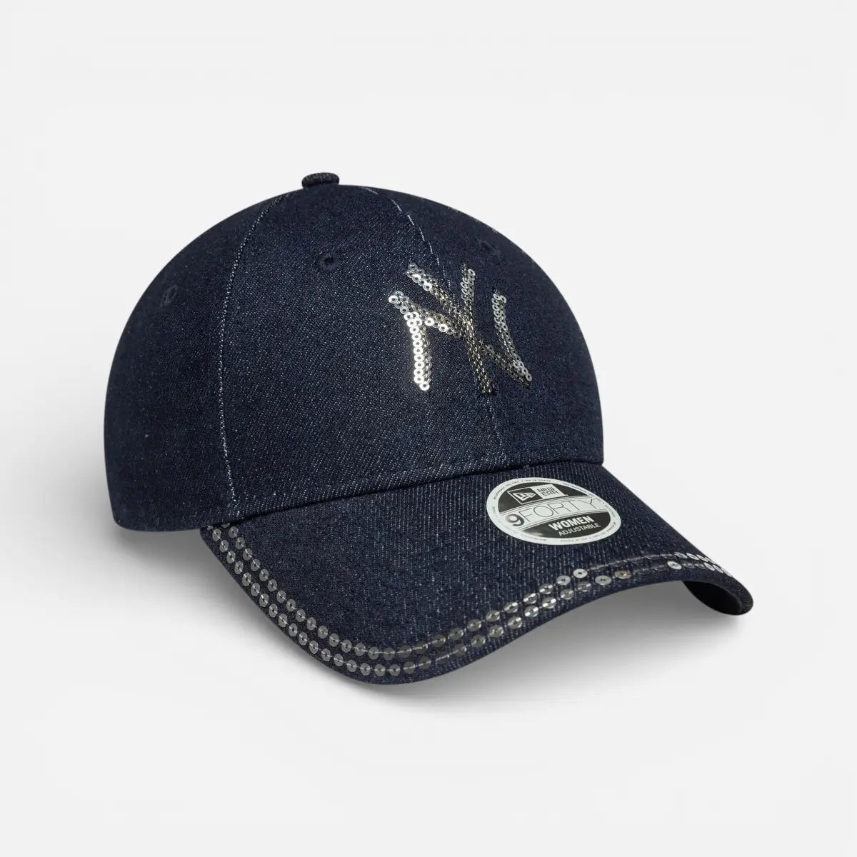 New Era Cappellino donna 9FORTY Regolabile New York Yankees MLB Paillettes Blu