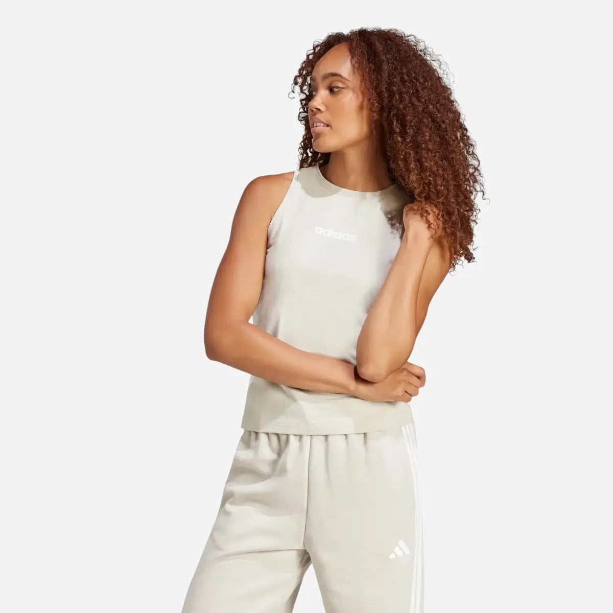 Adidas Canotta Essentials Linear Slim Cotton Beige