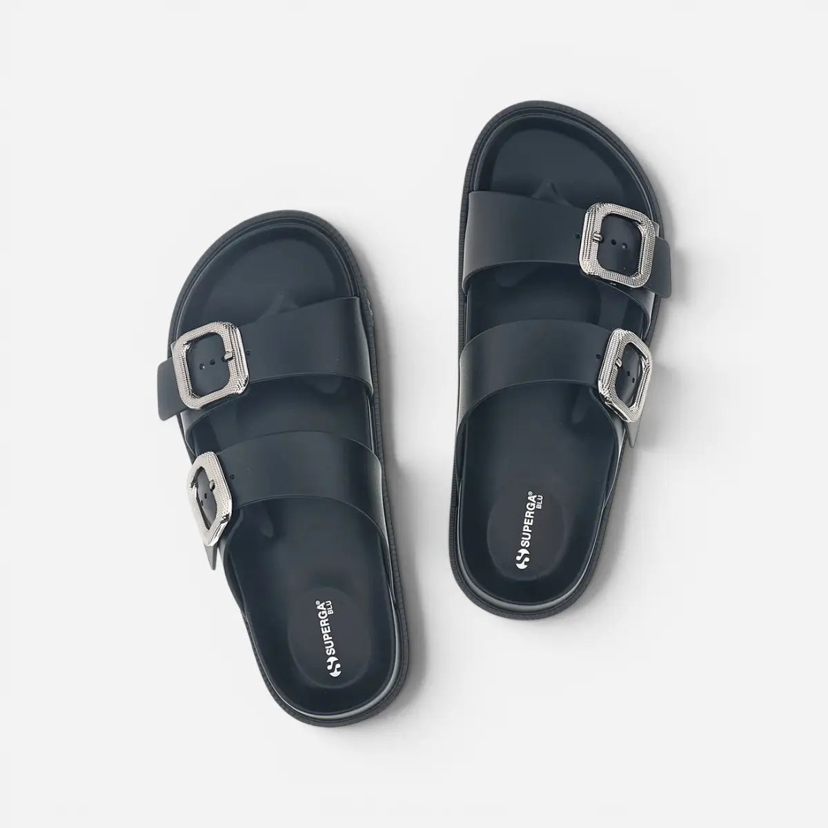 Superga ciabatte donna Doppia Fibbia Nero Metallic S87Y832