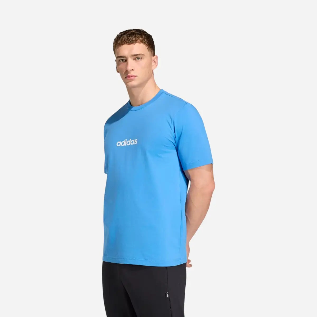 Adidas T-shirt Essentials Linear Single Jersey Ray Blue