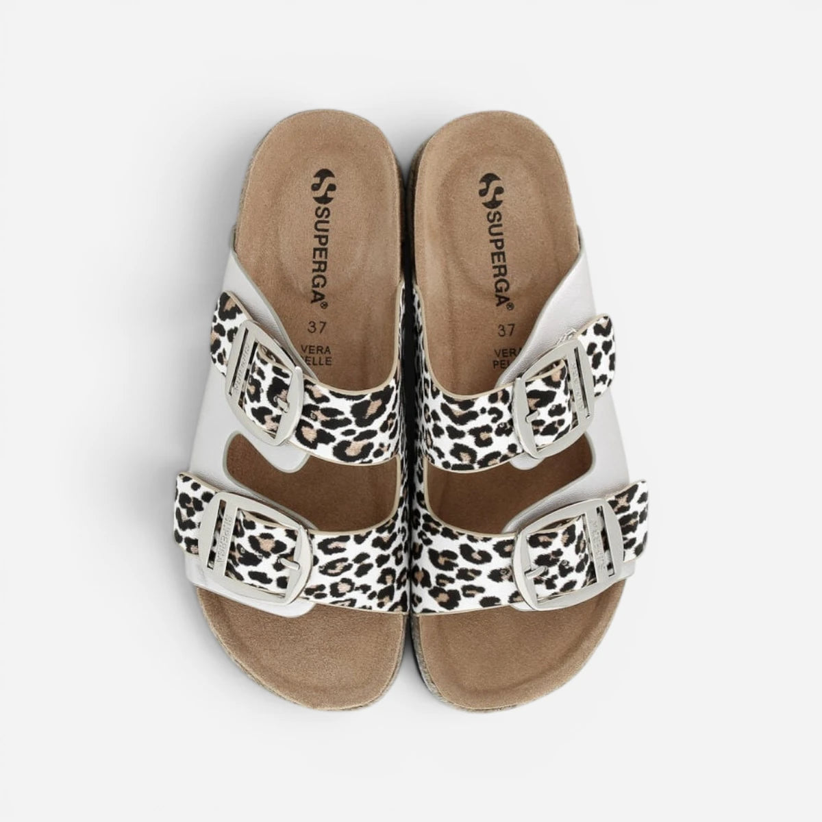 Superga Sandalo Platform donna doppia fibbia Argento Leopard S11U421