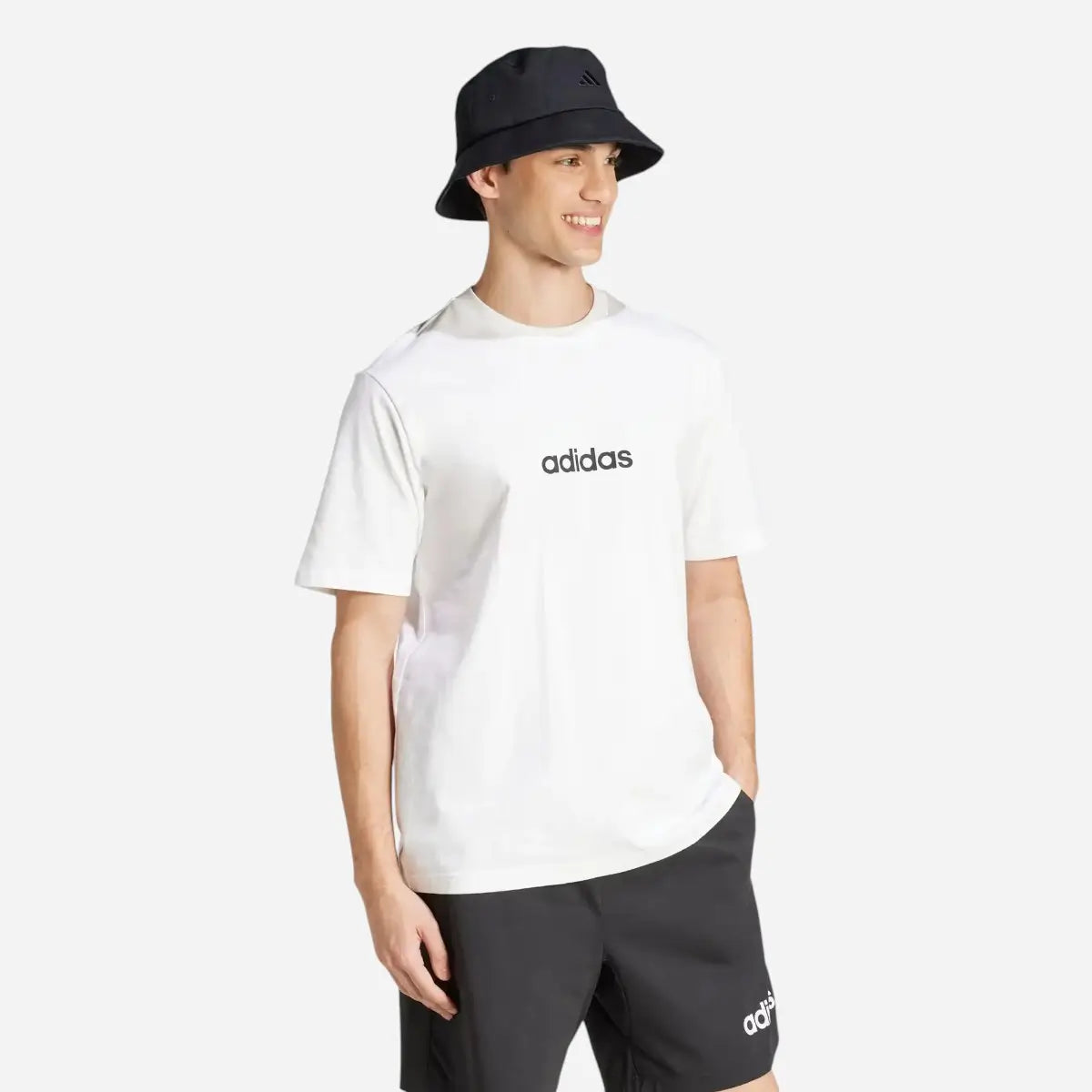 Adidas T-shirt Essentials Linear Single Jersey White / Black