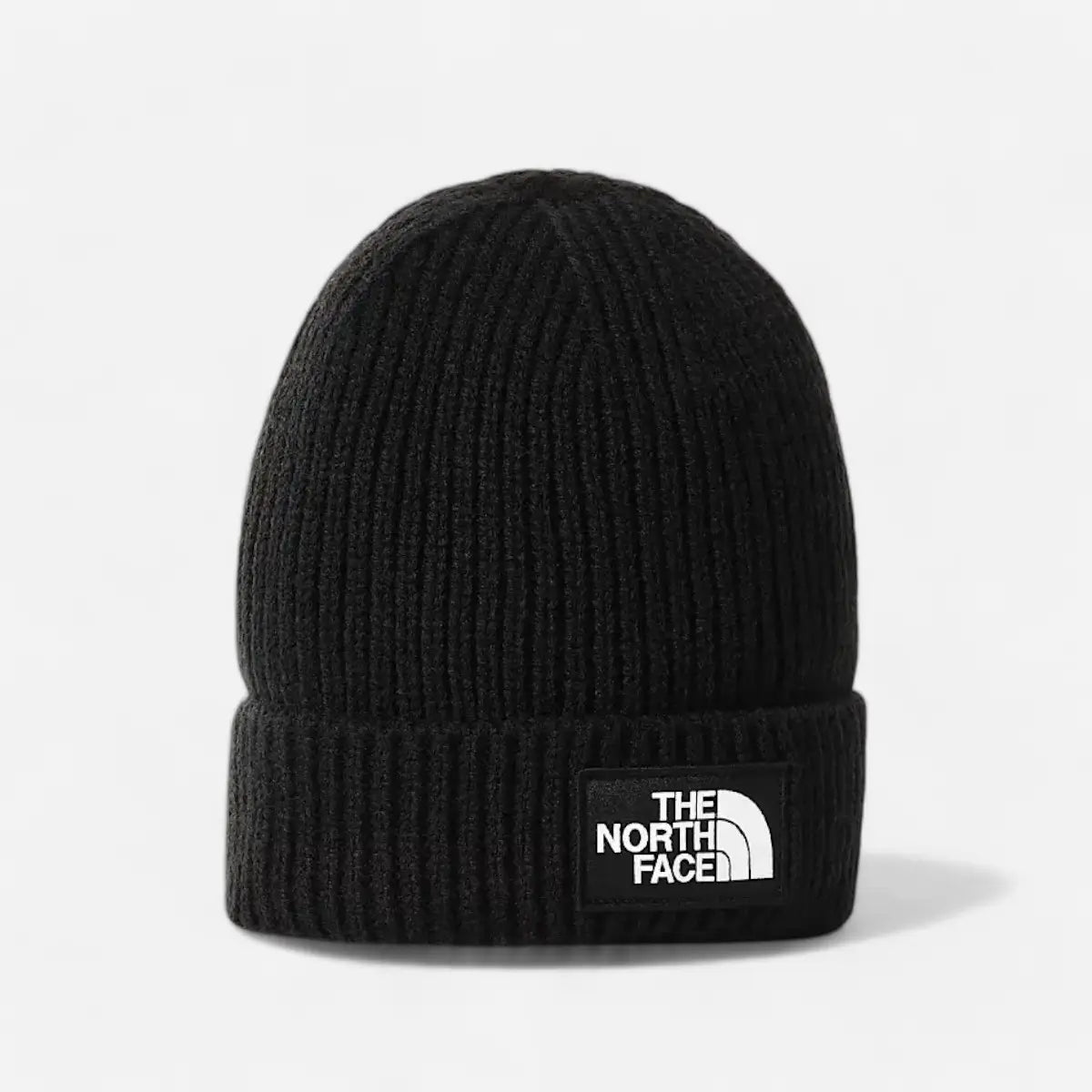 The North Face berretto con risvolto e logo box TNF black
