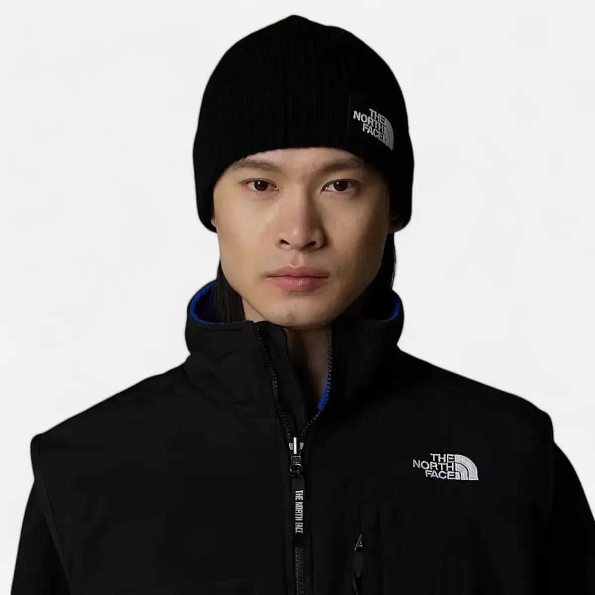 The North Face berretto con risvolto e logo box TNF black