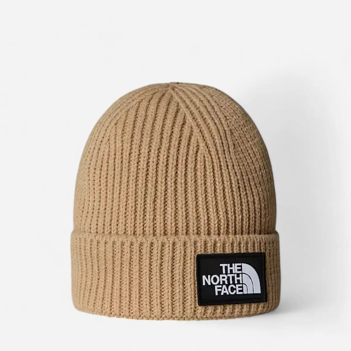 The North Face berretto con risvolto e logo box TNF khaki stone