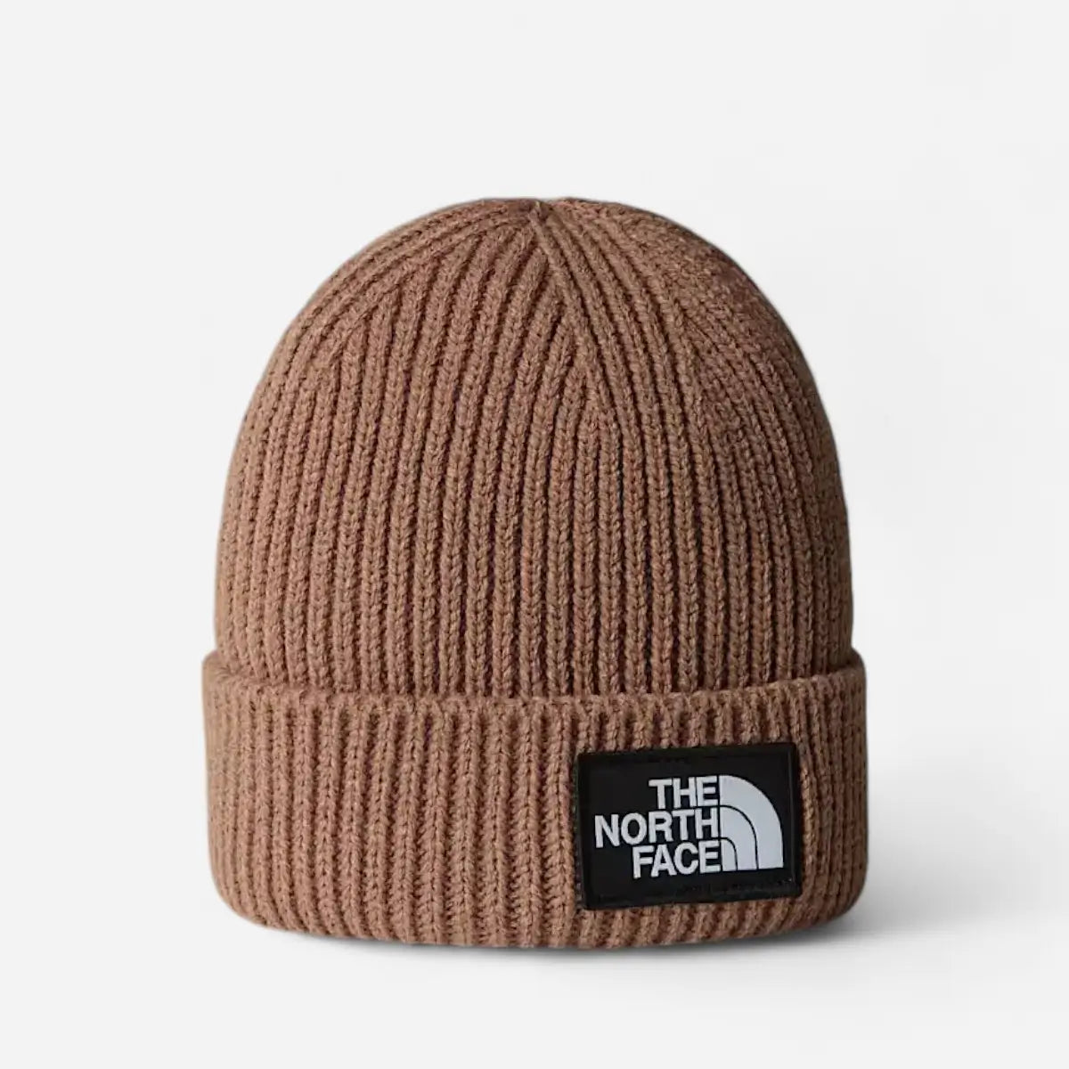 The North Face berretto con risvolto e logo box TNF latte