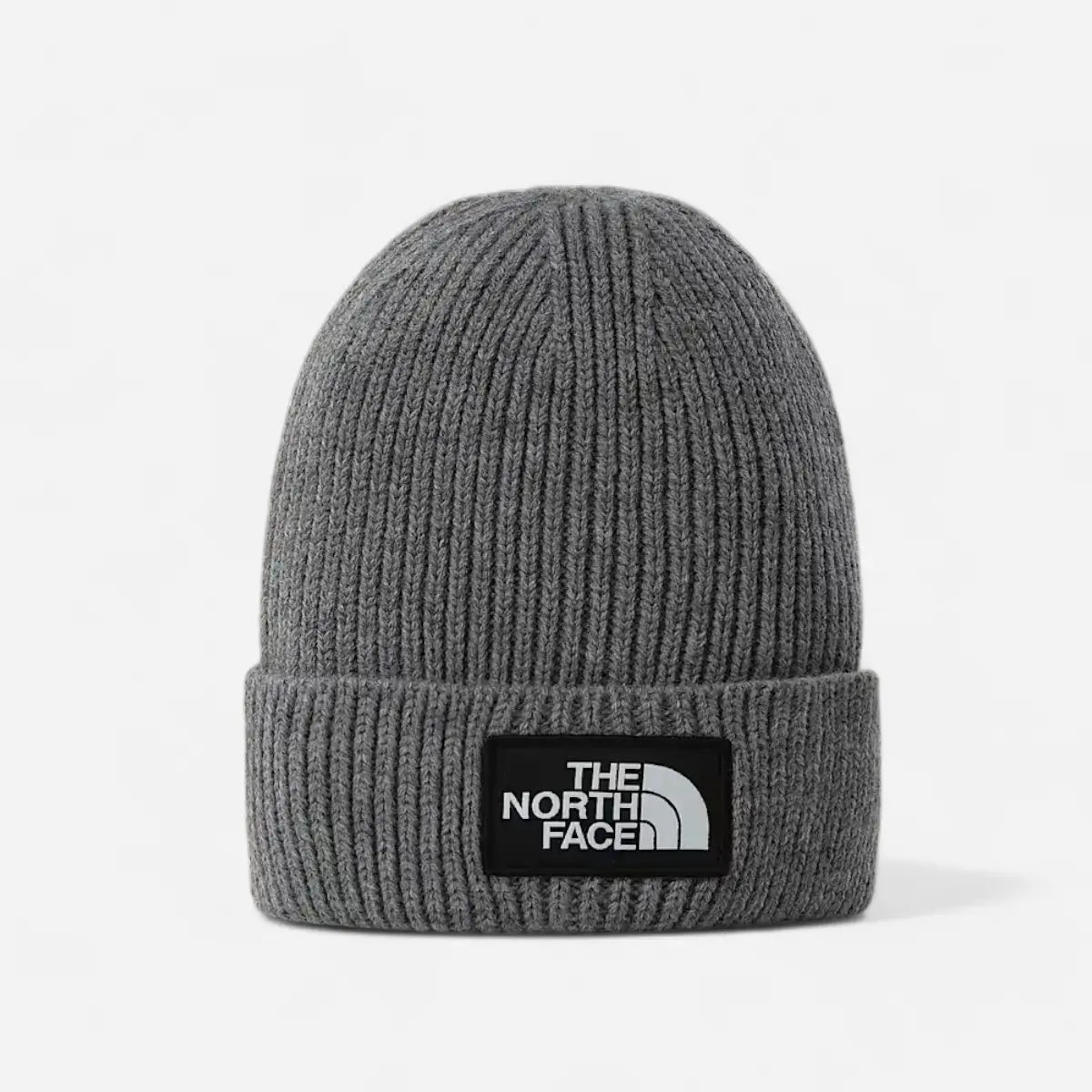 The North Face berretto con risvolto e logo box TNF grey