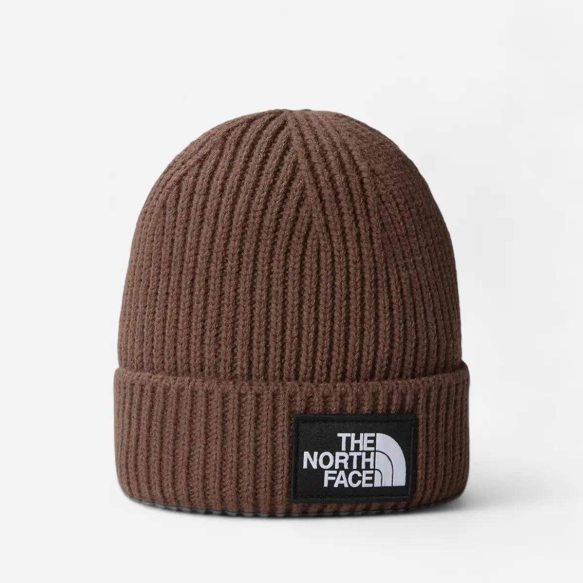 The North Face berretto con risvolto e logo box TNF smokey brown
