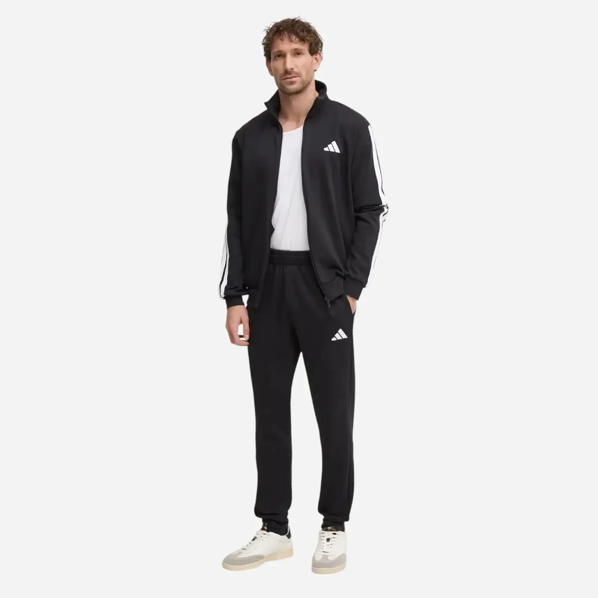 Adidas Tuta Sportswear Basic 3-Stripes Fleece Black / White