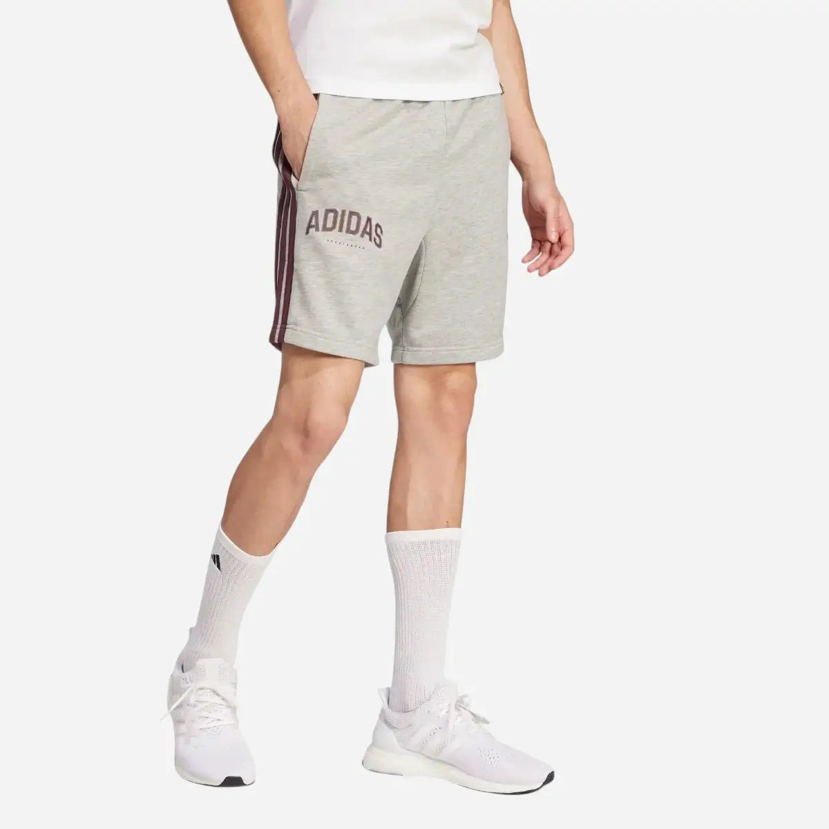 Adidas Short Codes 3-Stripes French Terry Grey / Bordeaux