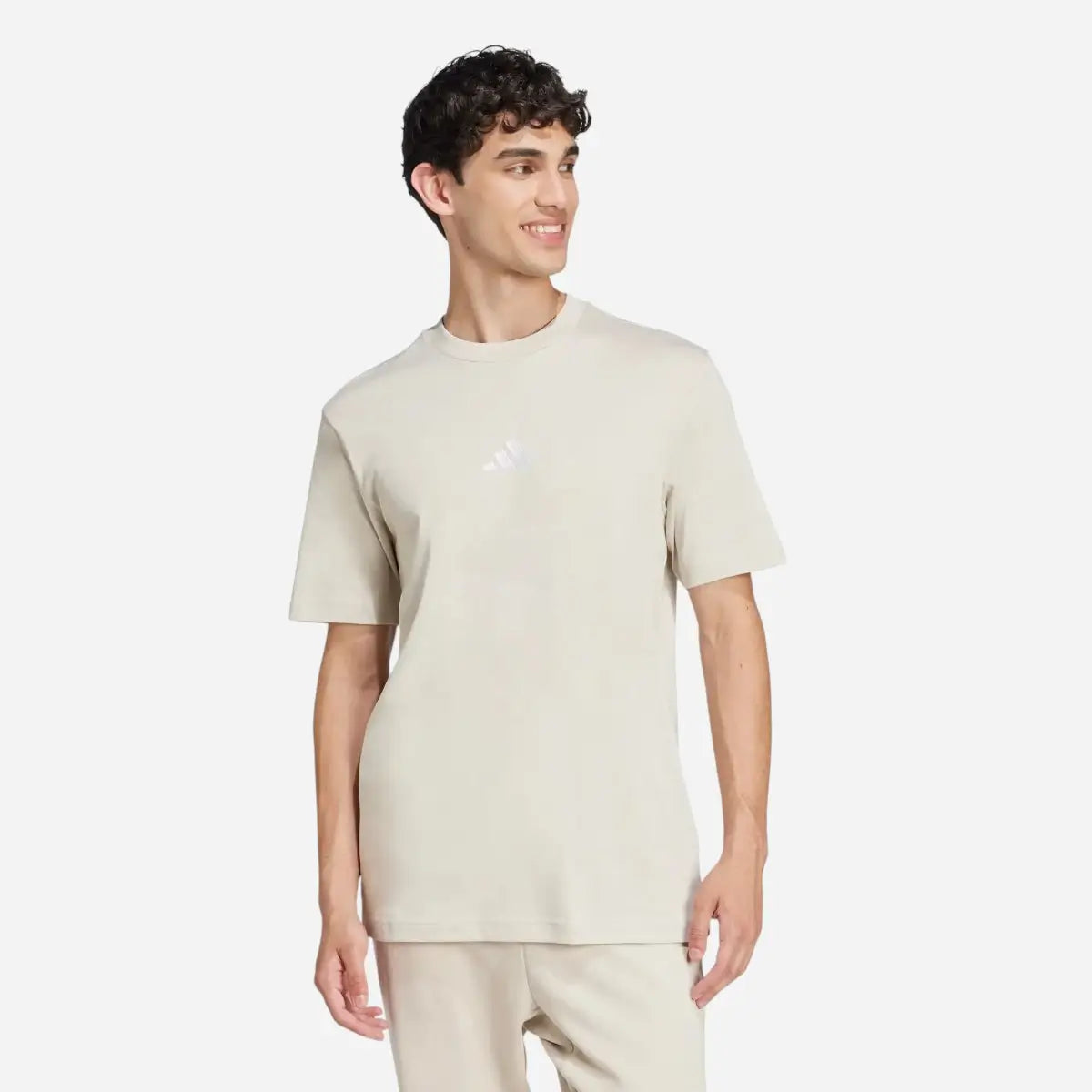 Adidas T-shirt Essentials Small Logo Single Jersey Tee Beige