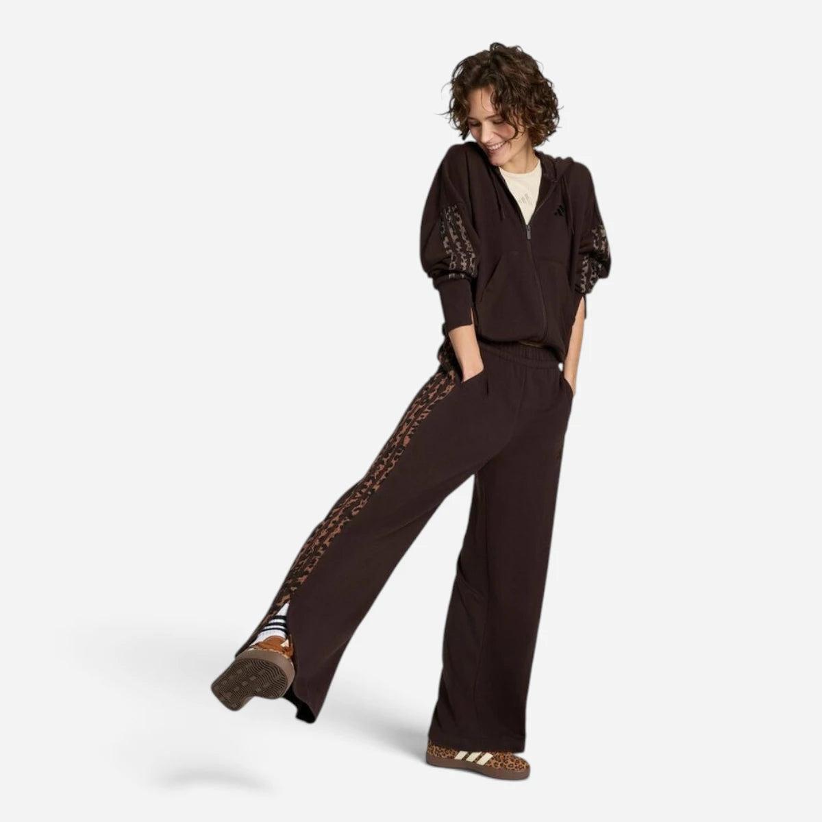 Adidas Tuta Completo Donna Seasonal 3 Stripes Animalier Coffee