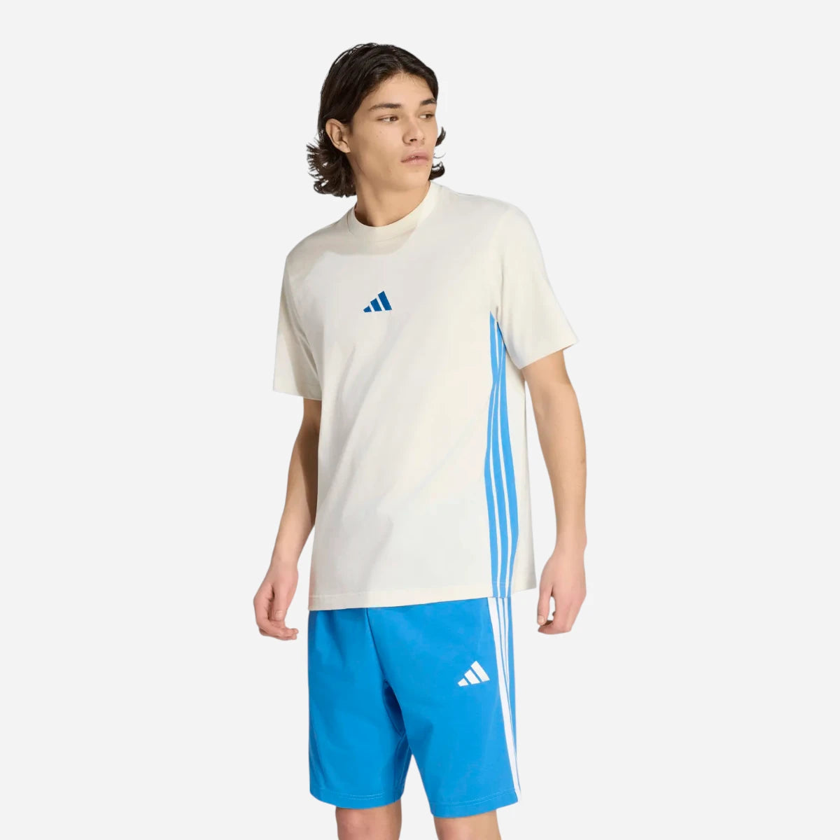 Adidas T-shirt Essentials 3-Stripes Single Jersey Off Royal Blue