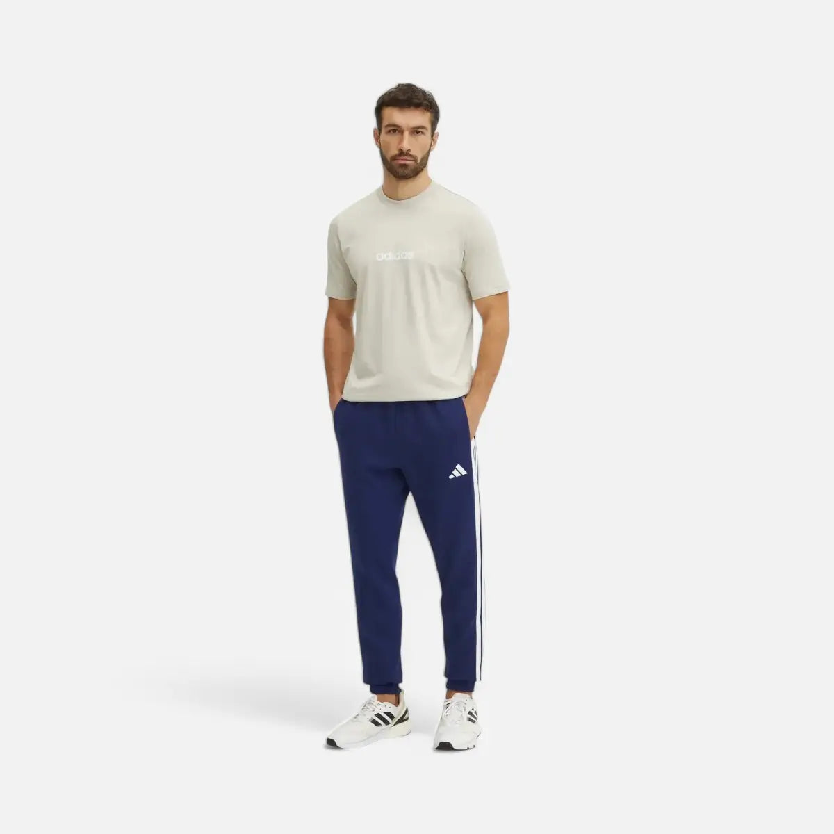 Adidas T-shirt Essentials Linear Single Jersey Beige