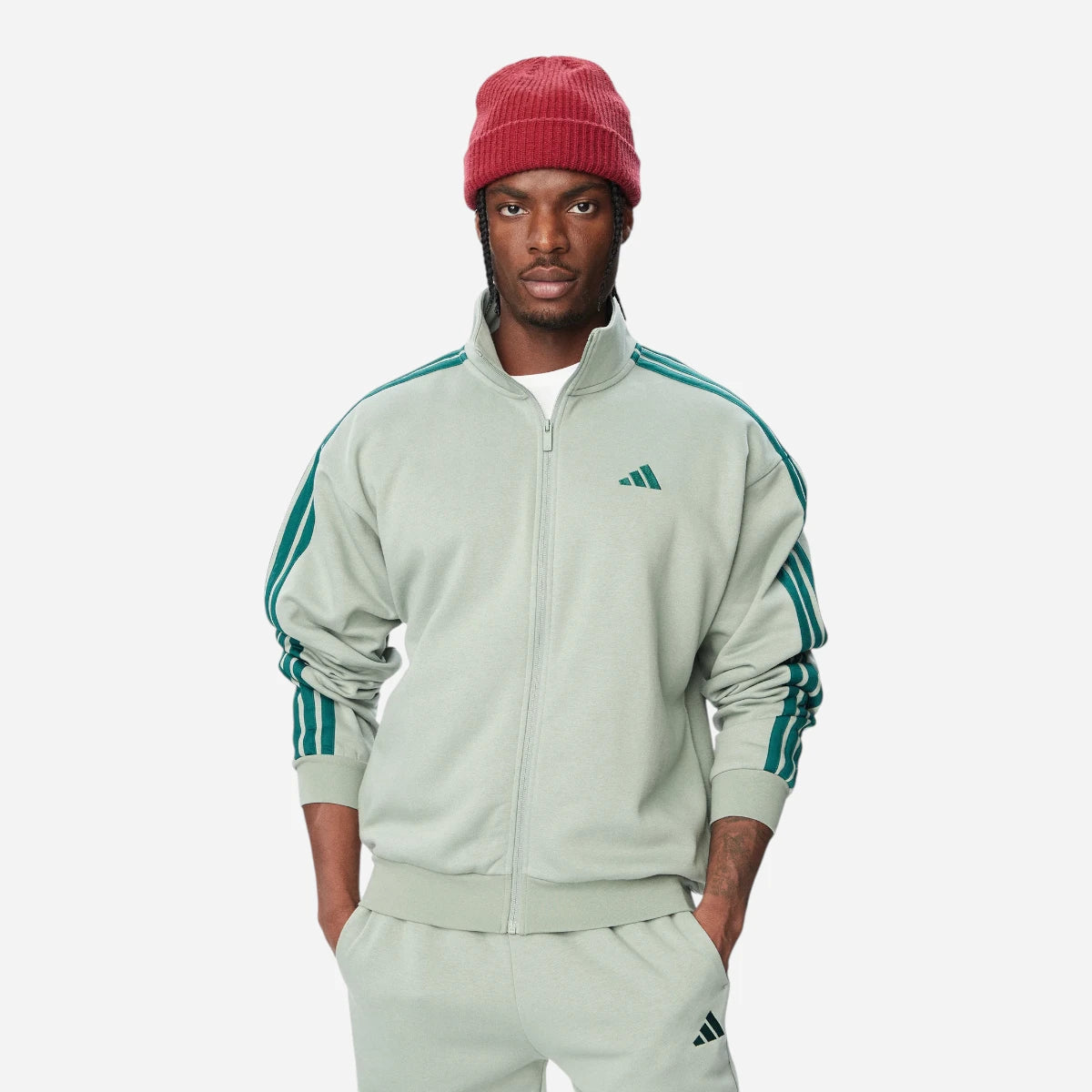 Adidas Tuta Uomo 3 Stripes Fleece Light Green