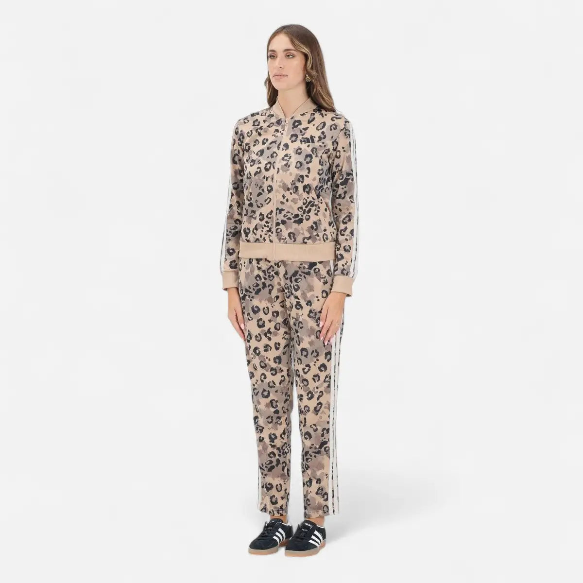 Adidas Tuta Track suit Essentials 3-Stripes Leopard Beige