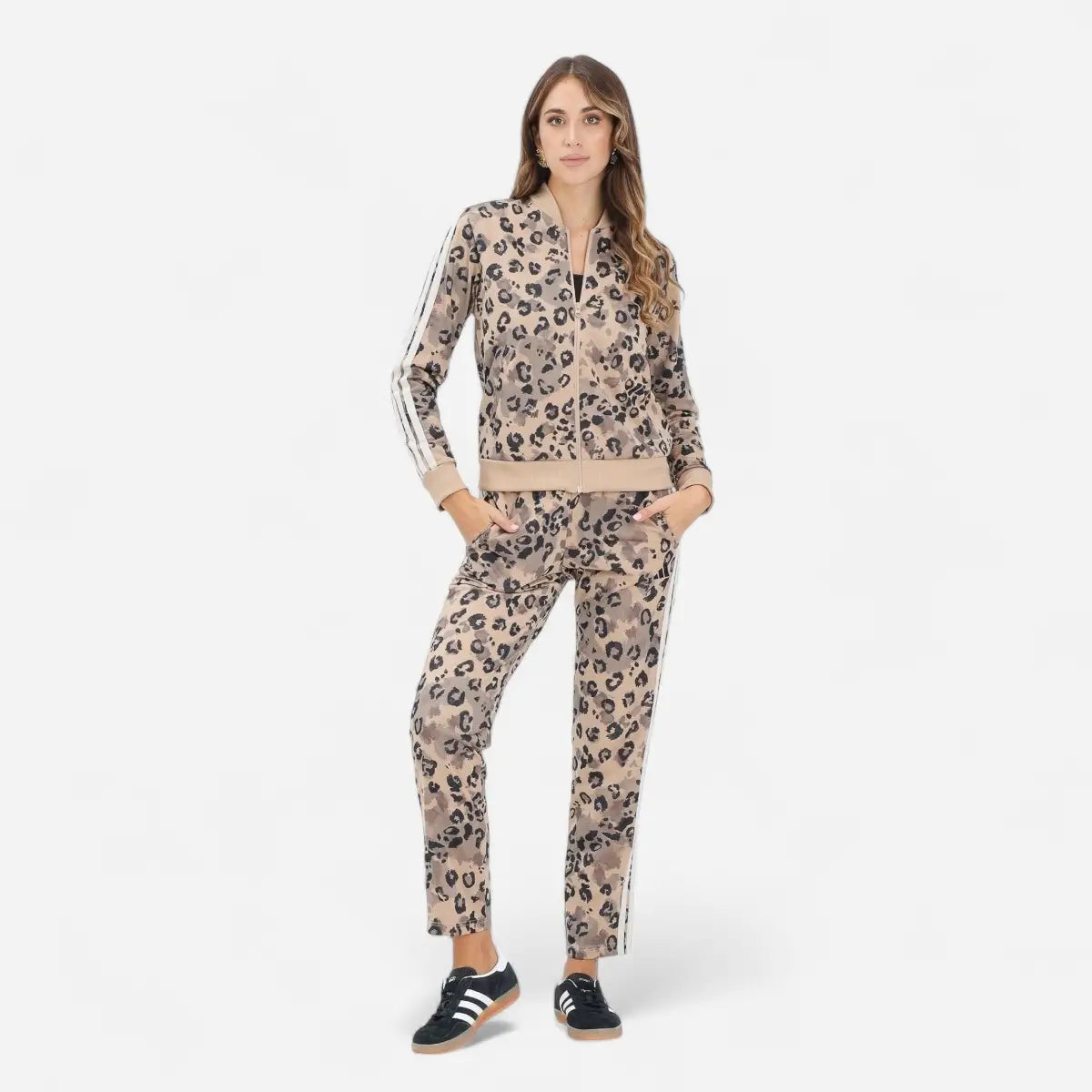 Adidas Tuta Track suit Essentials 3-Stripes Leopard Beige