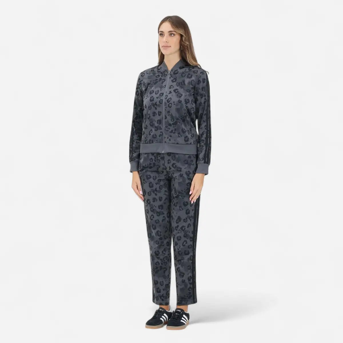 Adidas Tuta Track suit Essentials 3-Stripes Leopard Grey