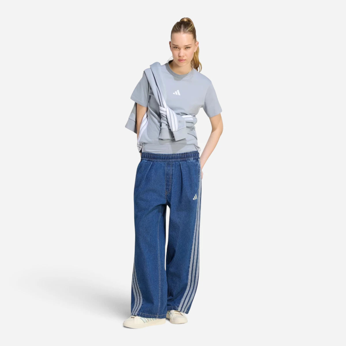 Adidas Pantalone Donna Denim Stadium Loose Fit