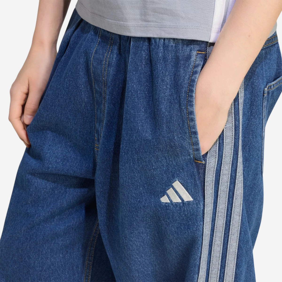 Adidas Pantalone Donna Denim Stadium Loose Fit