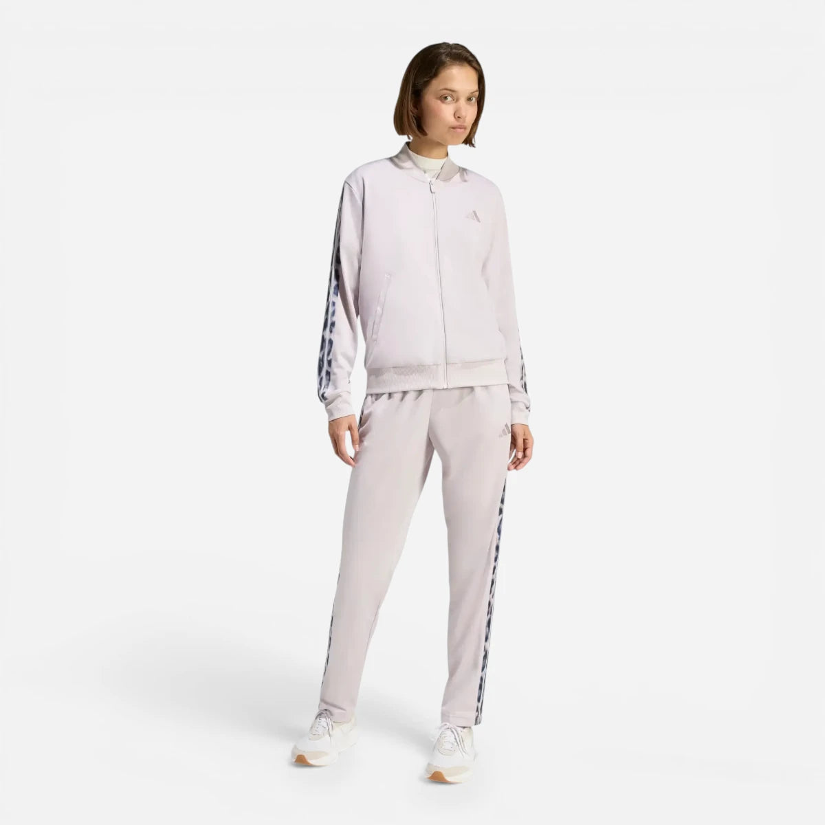 Adidas Tuta Track Suit 3 Stripes Essentials Leopard Ice Purple