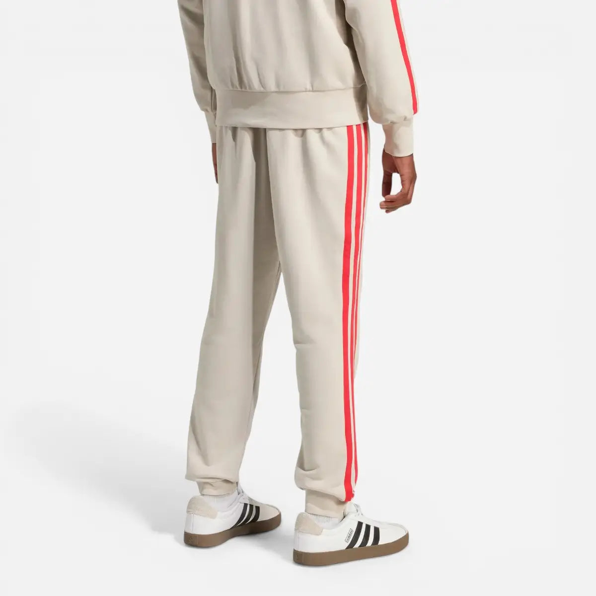 Adidas Tuta 3-Stripes Essentials French Terry Beige Ruby