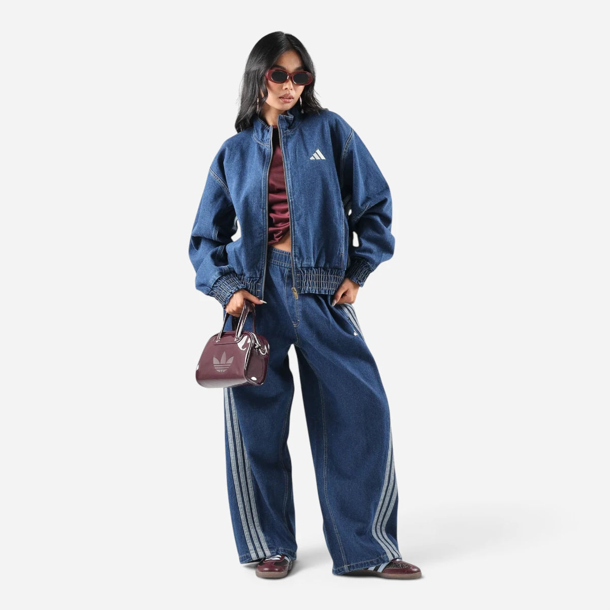 Adidas Pantalone Donna Denim Stadium Loose Fit