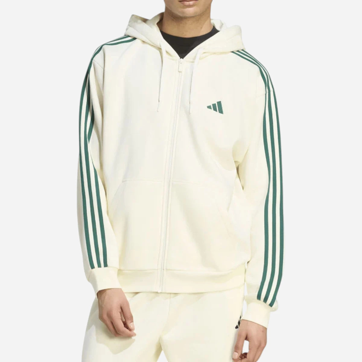 Adidas Tuta Completo Uomo 3 Stripes Fleece Beige Green