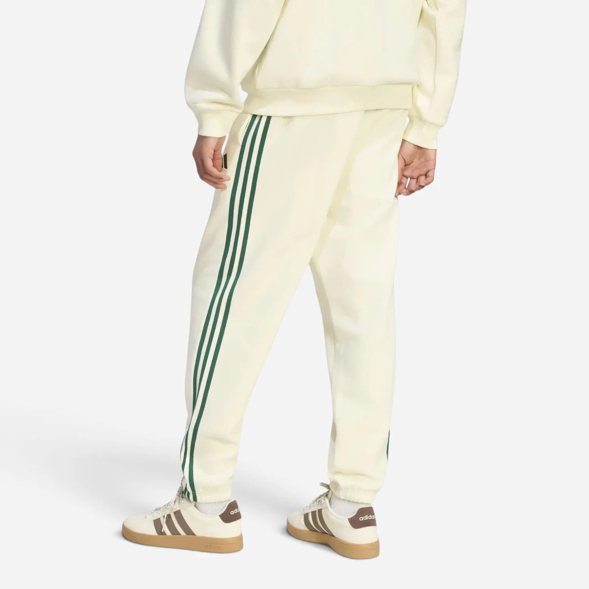 Adidas Tuta Completo Uomo 3 Stripes Fleece Beige Green