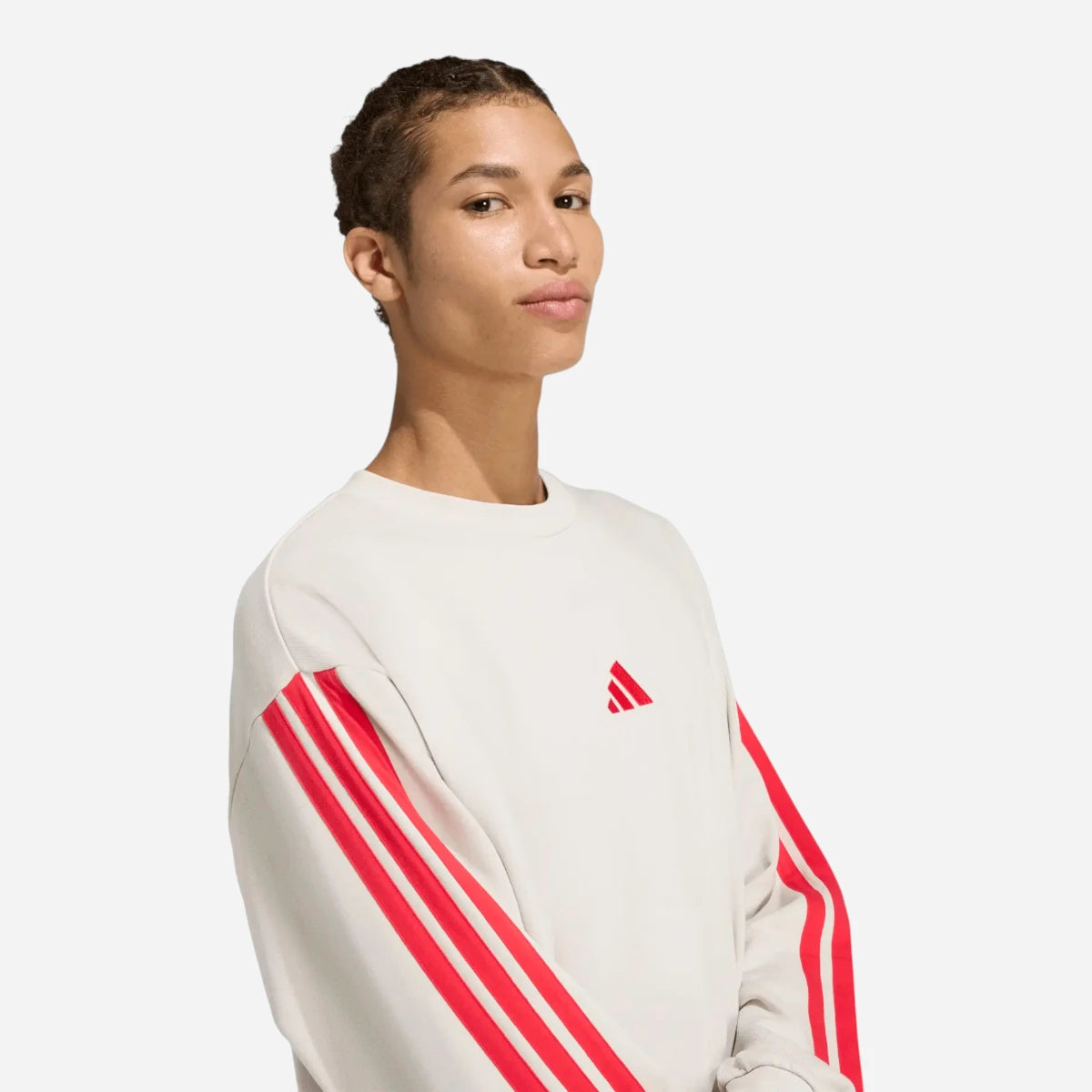 Adidas Tuta 3-Stripes Essentials French Terry Beige Ruby