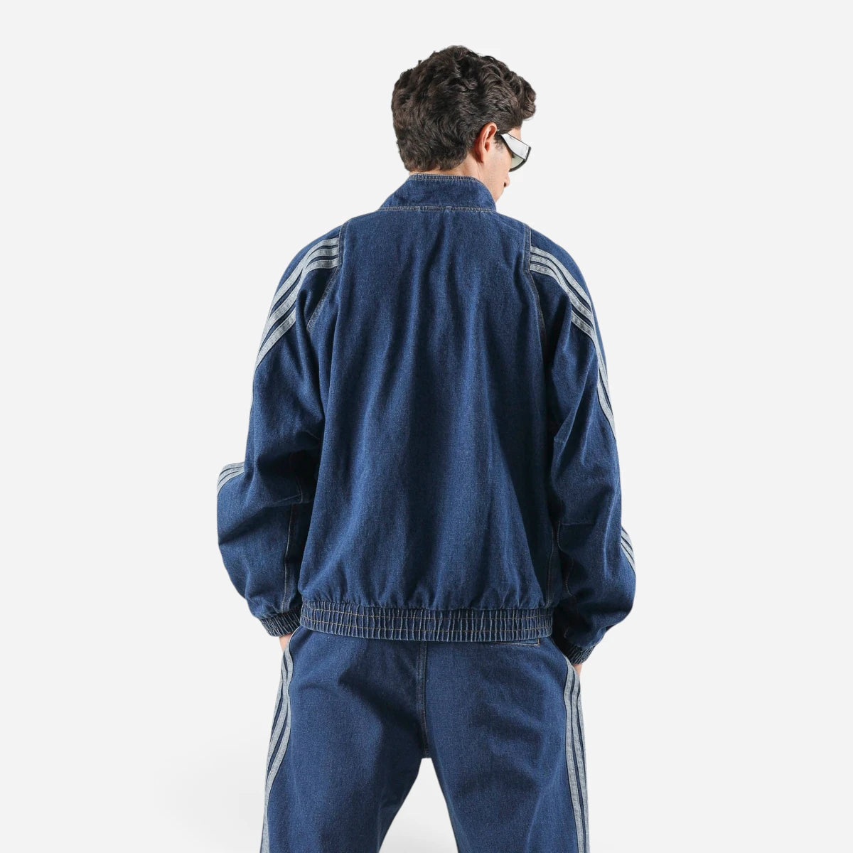 Adidas Giacca Boxy Denim Jeans Uomo 3 Stripes