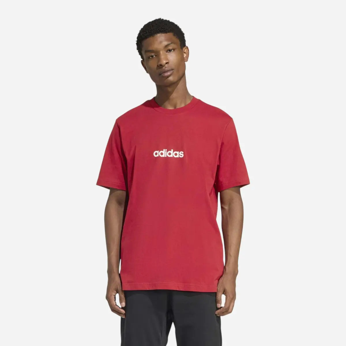 Adidas T-shirt Essentials Linear Single Jersey Fire Red