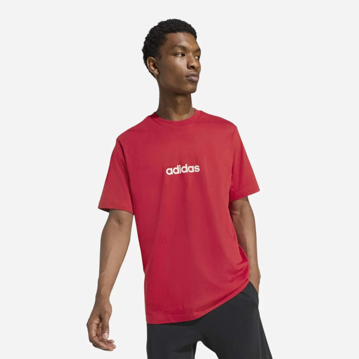 Adidas T-shirt Essentials Linear Single Jersey Fire Red