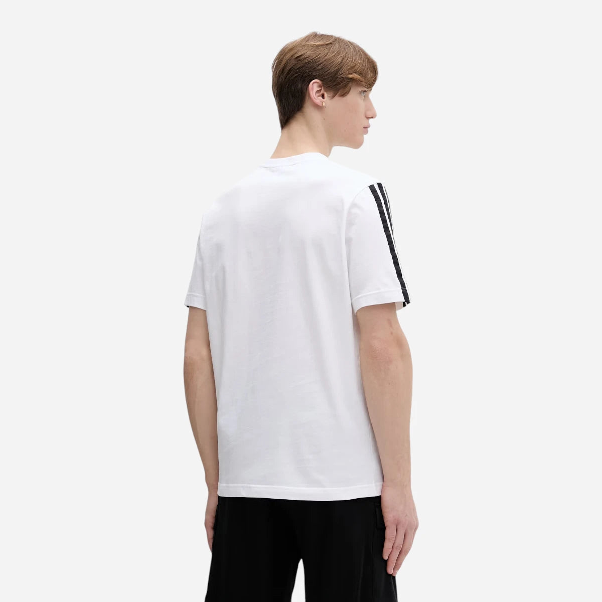 Adidas T-shirt Essentials Small Logo Single 3 Stripes White Black